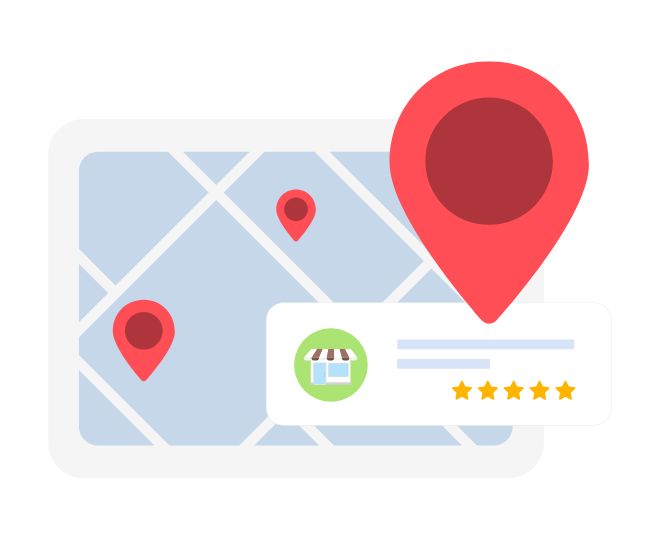 Local Search Marketing concept. Digital marketing based on location, customer ratings and reviews. Local SEO for small businesses